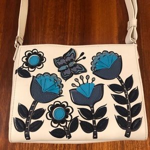 Brighton white and blue crossbody bag